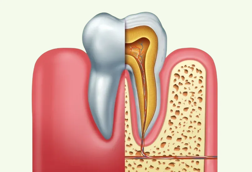 Happy patient pointing to smile